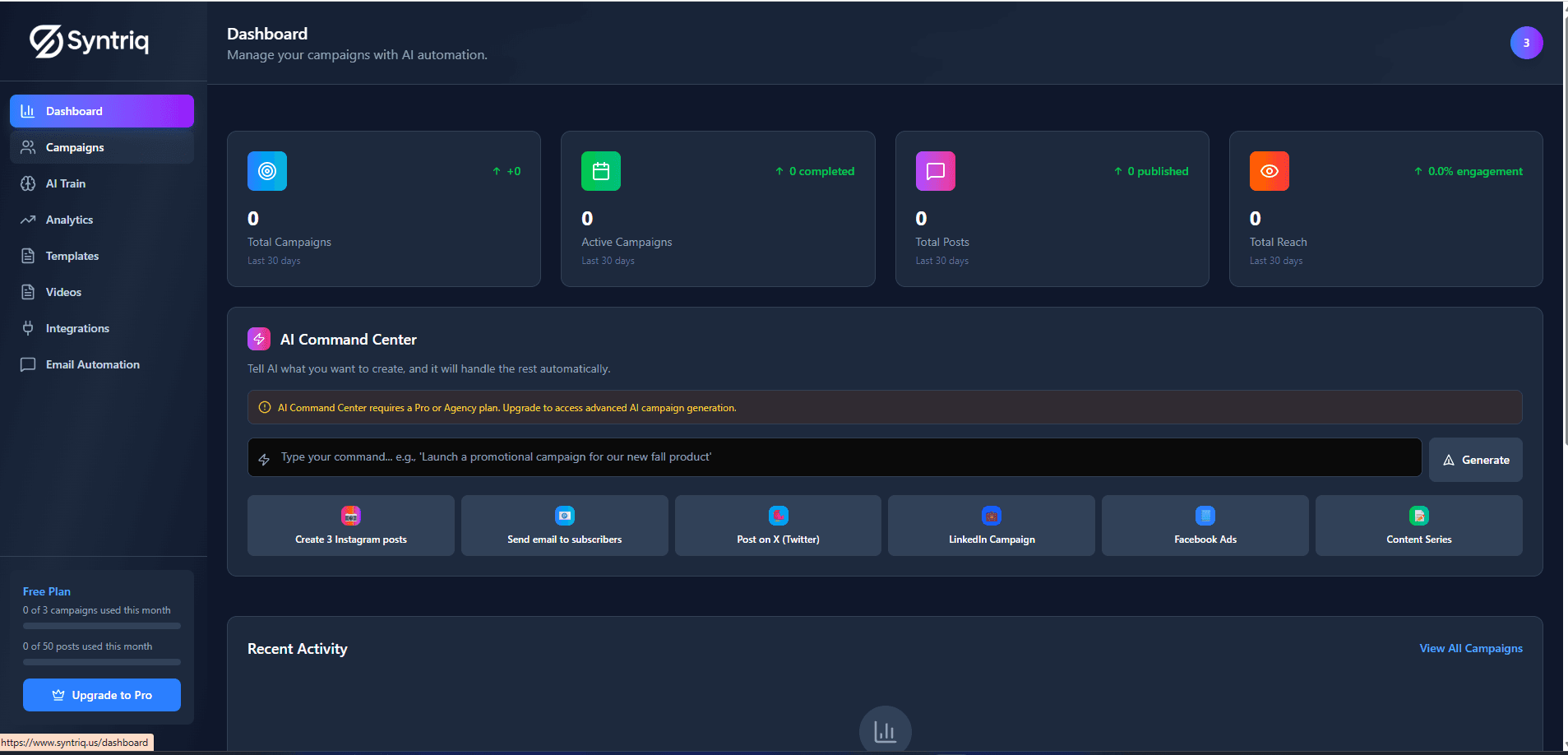 Syntriq Dashboard